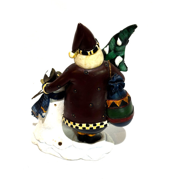 Patriotic Santa Claus & snowman Figurine with flags Resin Folk Art Country cute - Picture 3 of 8